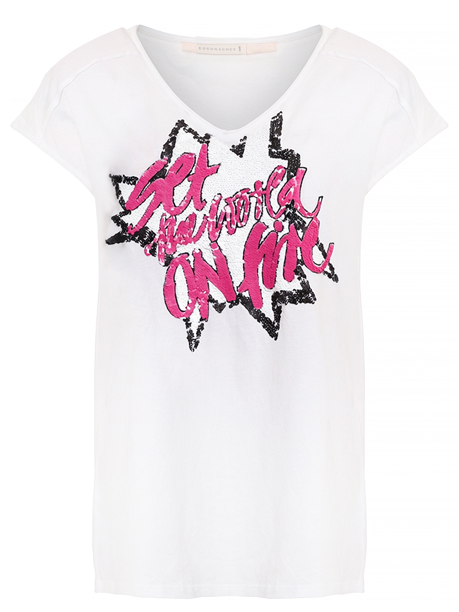 Футболка хлопковая DOROTHEE SCHUMACHER 123703-пайэтки/белый/розовый Белый 
